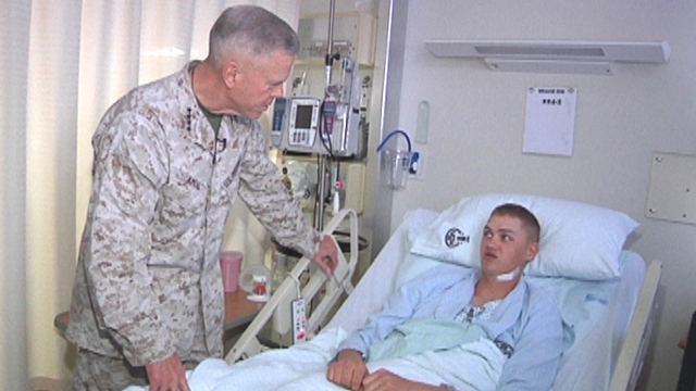 Wounded Soldiers Receive Surprise Visitor 