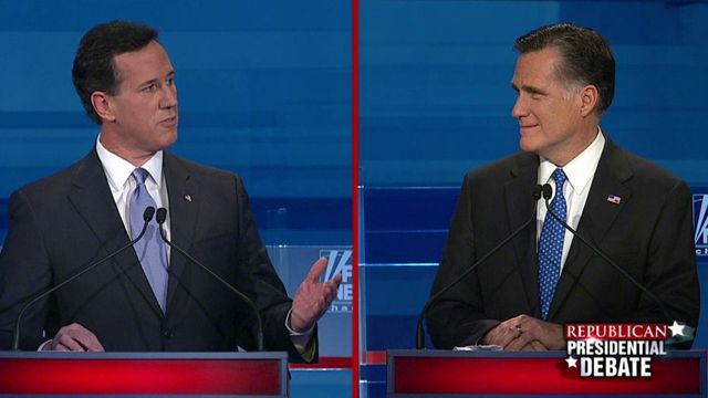 Santorum, Romney debate negative ads