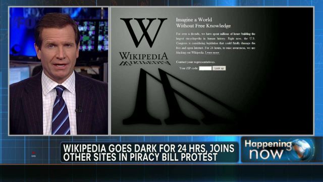 Wikipedia and Other Sites Shut Down in Protest of SOPA and PIPA