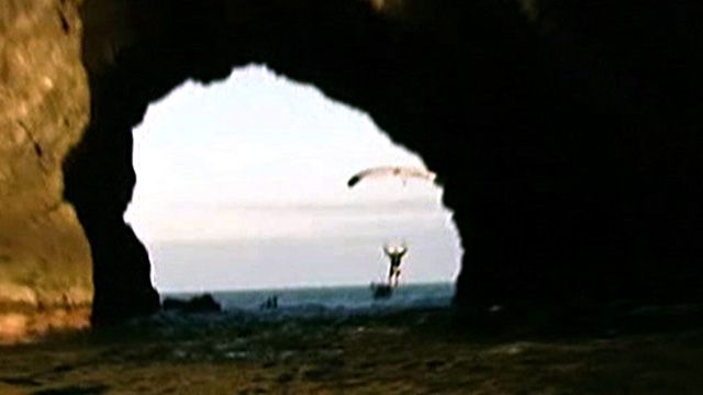 Man Tries to Skydive Through Rock Hole