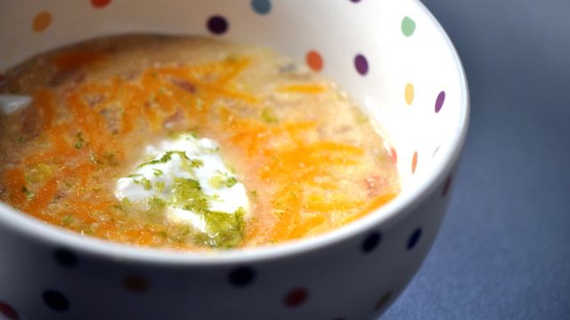 Spicy Corn Soup and Baked Lime Tortilla Chips