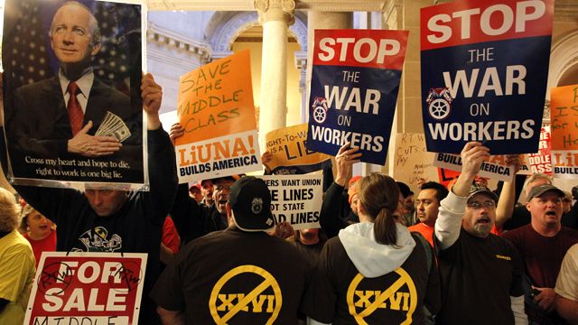 Partisan 'right-to-work' battle in Indiana