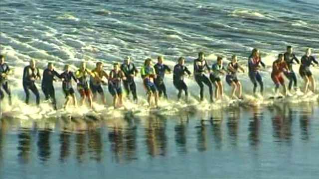 World record water skiing stunt