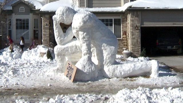 Tebow immortalized in snow sculpture