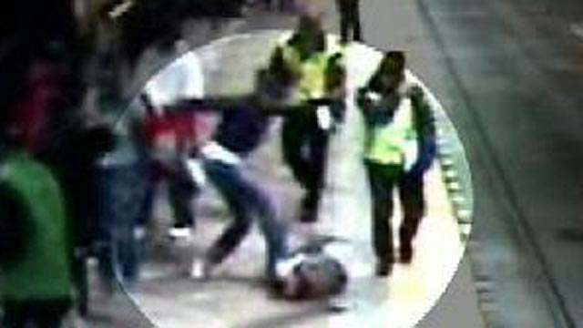 Security Guards Watch Girl Get Beaten