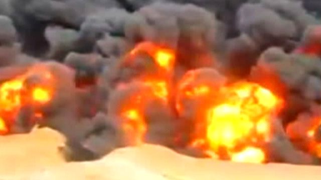 Syrian oil pipeline burns as government shells civilians