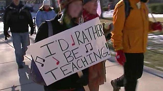 East Coast Teachers Rally for Wisconsin Governor