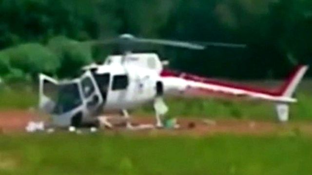 Chopper falls apart after landing