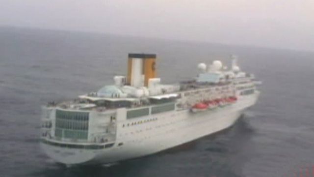 Costa cruise ship in pirate waters near Seychelles