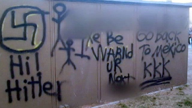 Racist graffiti spray painted on high school campus