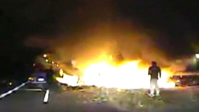 Hero cop saves man from burning blaze