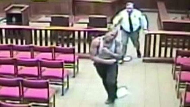Tasered suspect bolts from courthouse