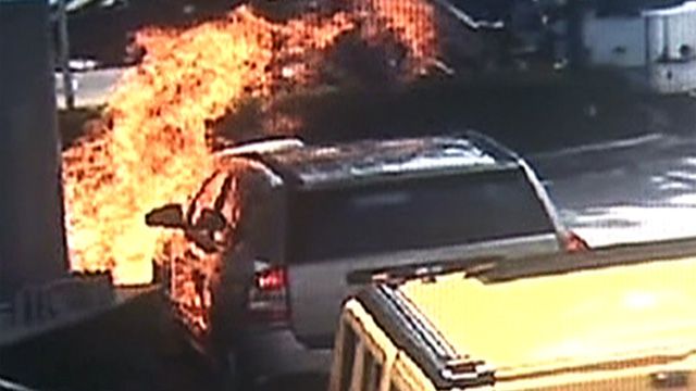 Video: Woman Drives Car into Gas Pump