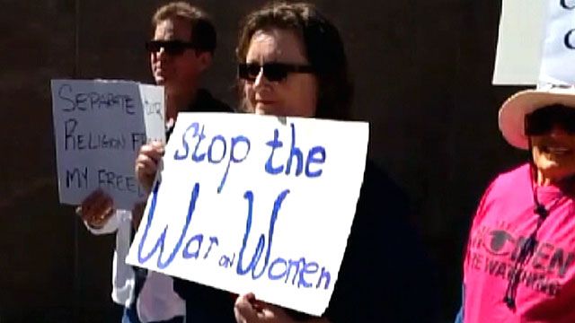 'Women in Blue' protest Arizona contraception bill