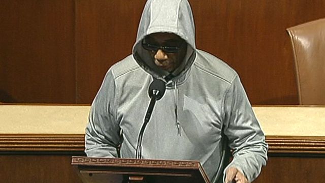 Bobby Rush dons "hoodie" on House floor