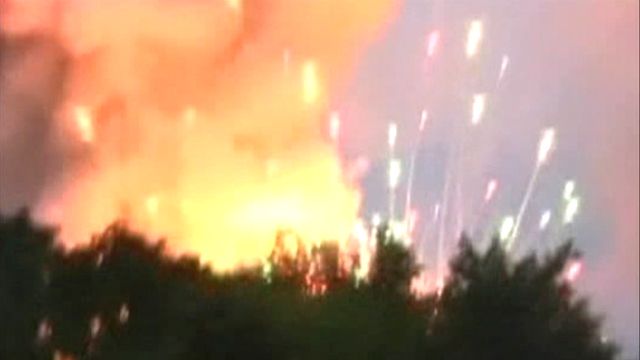 Massive explosions erupt at fireworks factory