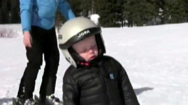 Tot hits the hay on the slopes