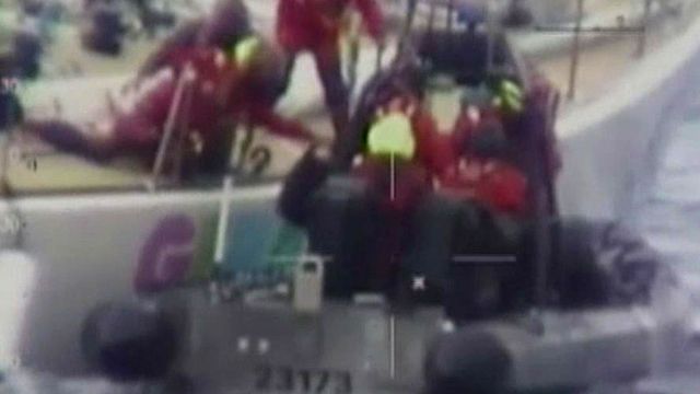 Sailors rescued after yacht pummeled by waves
