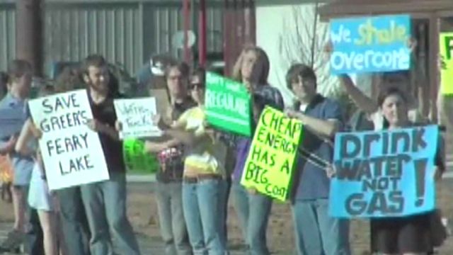 Protests Over Company's Natural Gas Drilling Procedures