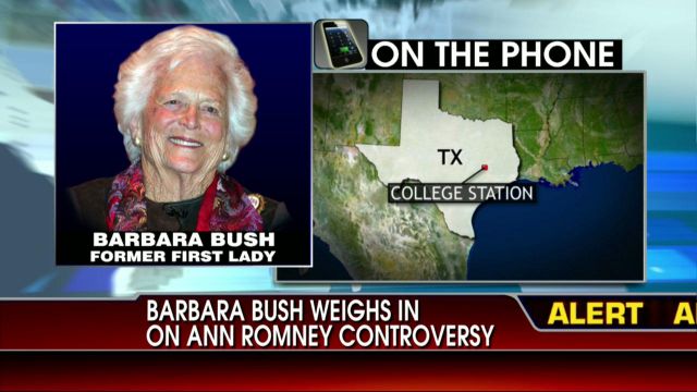 Barbara Bush Responds to Hilary Rosen's Comments About Ann Romney, Says 'I'm Sorry She Took a Knock at Those Who Chose to Stay at Home'