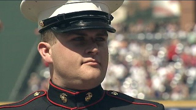 Marine gets hero's welcome at Atlanta Braves game