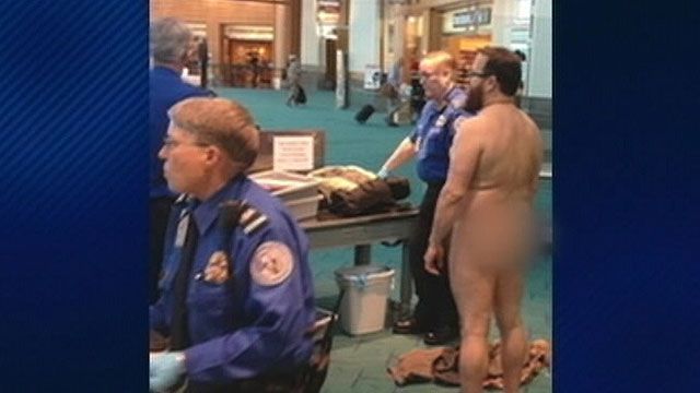 Naked passenger protests treatment from airport security
