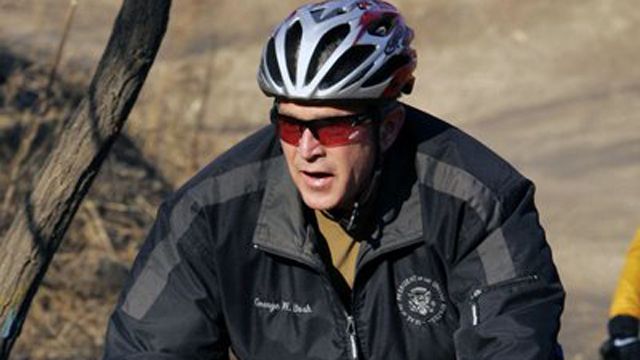 Riding with President Bush on bike tour