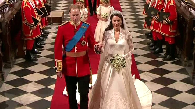 William and Kate Exit Abbey as Husband and Wife