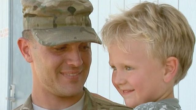 5 year old gets big surprise from army dad