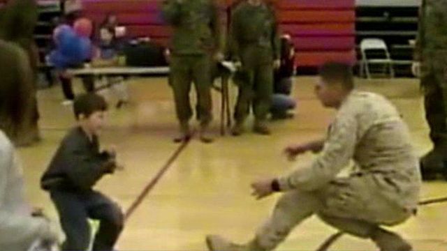 Marine sees son walk for the first time