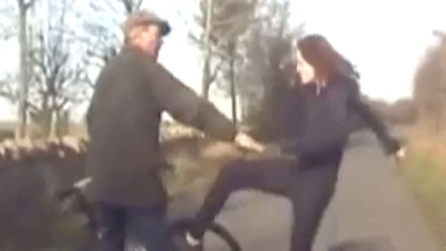 Furious woman attacks cyclist