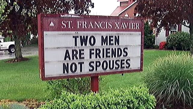 Critical same-sex marriage sign causes uproar
