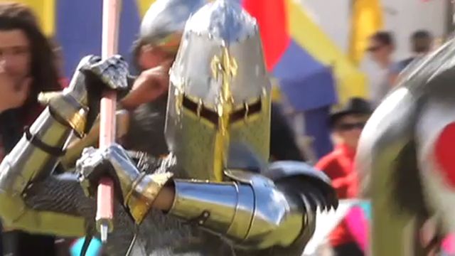 Knights in shining armor battle in brutal medieval events