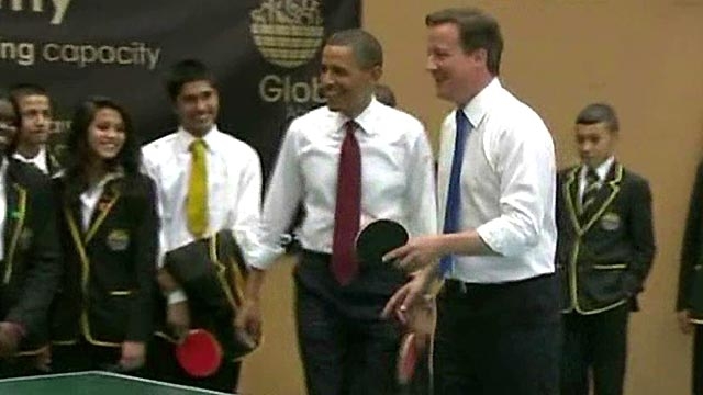 Obama, Cameron Team Up for Ping Pong