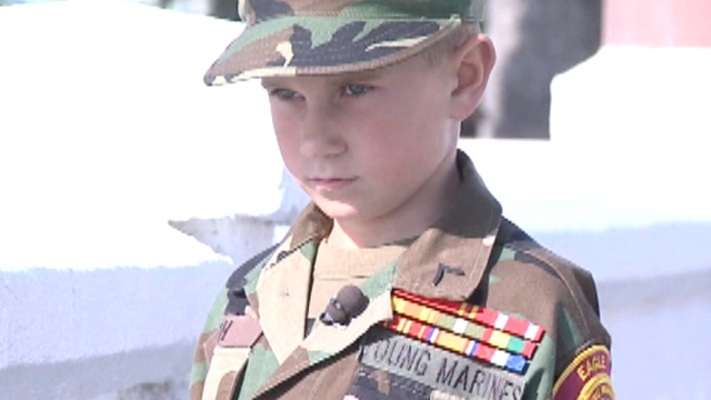 8-Year-Old Eagle Young Marine Honors U.S. Flag