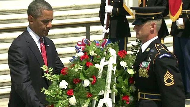 President Obama lays wreath at Tomb of the Unknowns