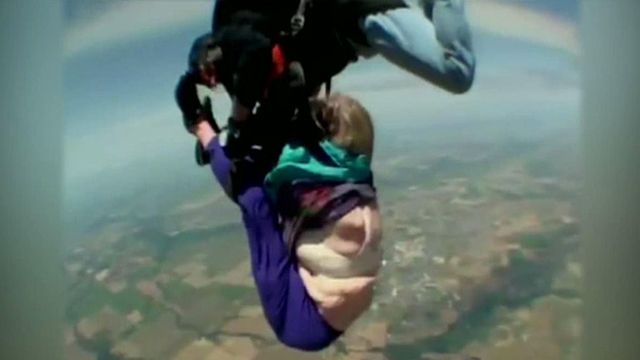80-year-old grandmother slips out of harness while skydiving
