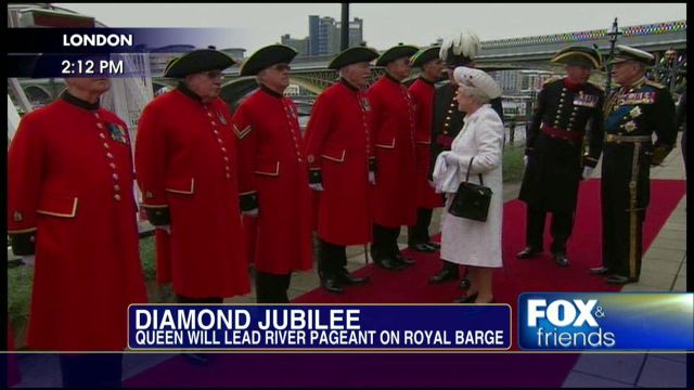 Queen Elizabeth II and the Royal Family Arrive For the Jubilee Flotilla on the Thames