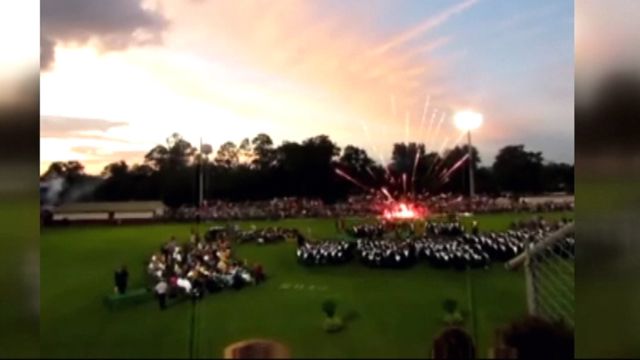 Fireworks explode at graduation ceremony