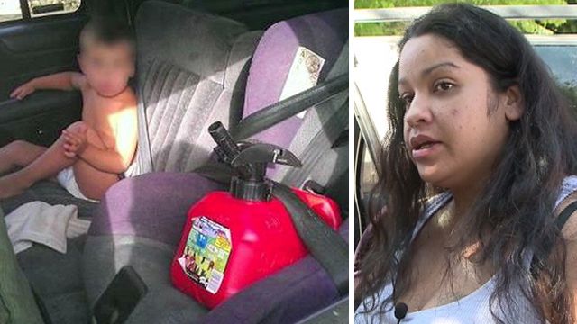 Mother sets record straight on buckled-up gas can pic