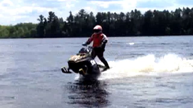 Snowmobiles make waves in watercross competition