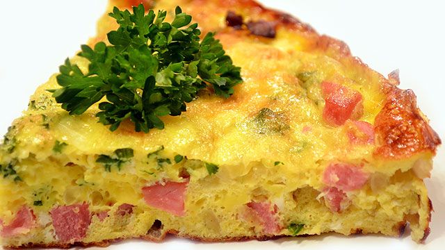 Breakfast for Dinner: Ham, Onion and Cheese Frittata