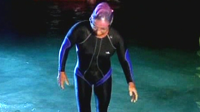 Raw Video: Granny Swims Cayman Islands