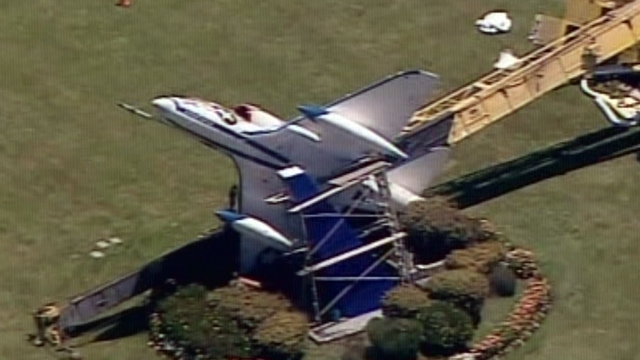 Crane Collapse Damages Restored Jet