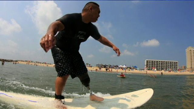 Wounded Vets Learn to Surf