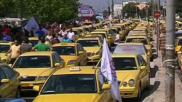 Around the World: Taxi Drivers Take to Streets in Greece