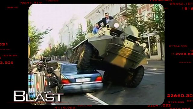 Tank Crushes Car