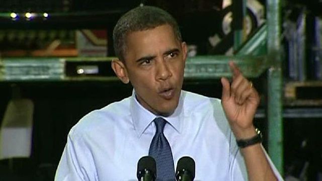 Obama Breaks Out Campaign Rhetoric at Auto Plant