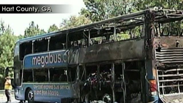 Megabus Bursts into Flames in GA