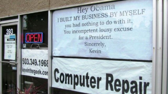 Businessman attacked for anti-Obama sign